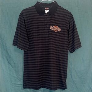 Harley-Davidson Black Striped men’s knit Polo Shirt